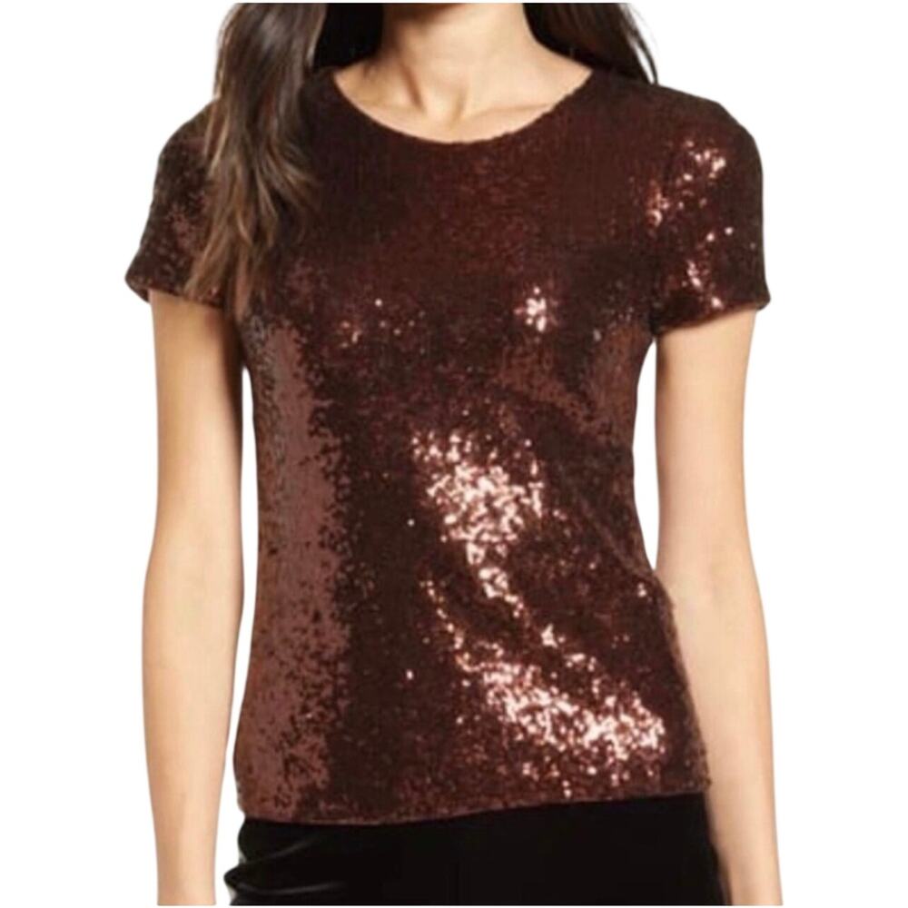 BAILEY/44 Women’s Edie Brown Sequin Short Sleeve Top